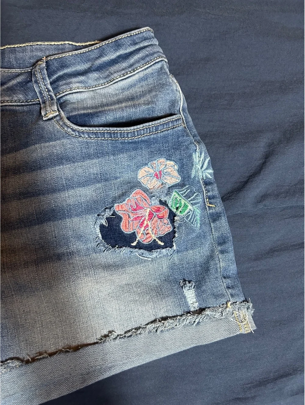 ana Denim Short Embroidered Floral Women's Shorts Size 10